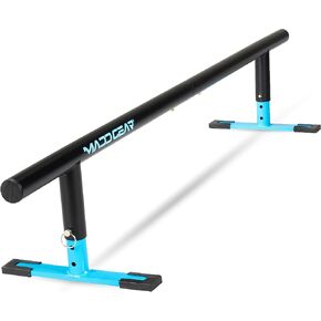 Madd Gear 55" Long Flat Bar Skate Rail – Heavy Duty Durable Round Skateboard Pro Scooter or Inline Skate - Adjustable Height - Smooth Easy Sliding Assembly & Great for Beginners to Advanced Skatepark