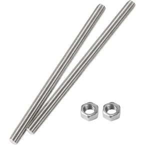 M8 x 200mm Fully Threaded Rod & Studs, 304 Stainless Steel Right Hand Threads Rods, M8-1.25 Thread Pitch for Anchor Bolts, Clamps, Hangers and U-Bolts 2 Pack【with Nuts】