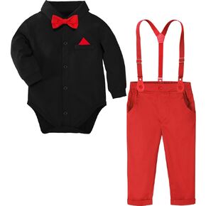 A&J DESIGN Baby Boys Suits Infant Gentleman Formal Wedding Suspenders Outfit with Bowtie in Saudi Arabia