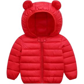 XMWEALTHY Baby Boys Girls Winter Coats Toddler Bear Hoods Down Jacket Infant Kids Light Puffer Padded Outwear 6M-3T in Kuwait