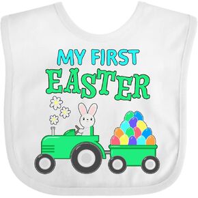 inktastic My First Easter Bunny and Tractor Baby Bib