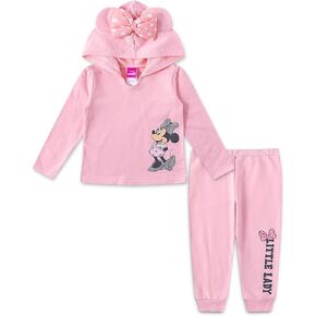 Disney Minnie Mouse Girls’ Hoodie and Jogger Set for Infant and Toddler Kids – Pink/Red/Grey