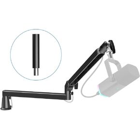 Low Profile Microphone Arm, Adjustable Mic Boom Stand Solid Metal Desk Mounted Microphone Boom Arm Cable Management Desktop Swinging Flexible Mic Holder