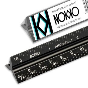 NOKKO Architectural and Engineering Scale Ruler Set - Professional Measuring Kit for Drafting, Construction - Imperial and Metric Conversion Table Included - Laser-Etched Markings, Anodized Aluminum