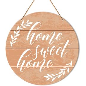 Muktoujaumai Welcome Sign Front Door Decor, Welcome Round Hanging Sign Decor Boho Decorations Succulent Wall Wood Sign for Door, Porch, Home, Plant Lover Gift, Welcome Succas