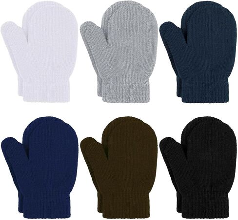 URATOT 6 Pairs Toddler Knitted Mittens Magic Stretch Gloves Winter Warm Knitted Soft Baby Mittens in Kuwait