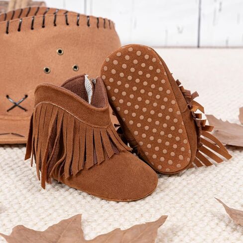 Miamooi Infant Baby Boys Girls Booties Newborn Cozy Fleece Warm Winter Boots Toddler Non-Slip Lace Up First Walking Shoes in Saudi Arabia