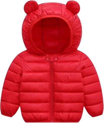 XMWEALTHY Baby Boys Girls Winter Coats Toddler Bear Hoods Down Jacket Infant Kids Light Puffer Padded Outwear 6M-3T in Kuwait