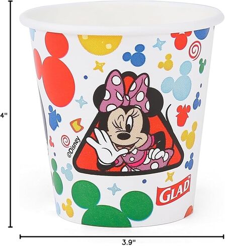 Glad for Kids Disney Mickey and Friends 3oz Mini Paper Bathroom Cups for Kids, Disney Paper Cups, Kids Bathroom Cups, Mouth Rinse Cups for Kids, 3oz Paper Cups 20 Ct in Kuwait
