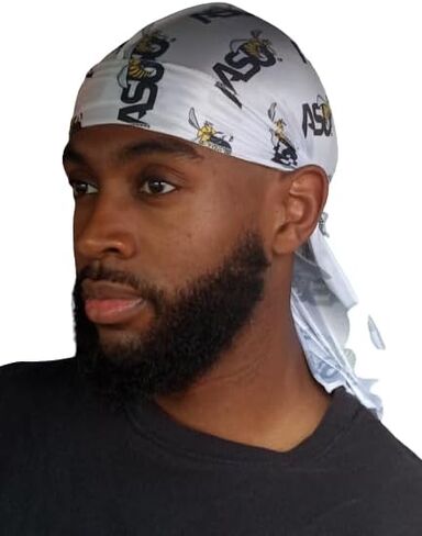 العلامة التجارية DASHURÍ جامعة ولاية ألاباما مرخصة رسميًا من الساتان Durag (أسود مع شعار ASU الأساسي (حروف بيضاء)) in Saudi Arabia