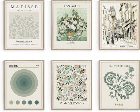 Habseligkeit Van Gogh Wall Art Prints, Flower Market Wall Art, Matisse Posters for Room Aesthetic Unframed, 8x10in, Set of 6 in Kuwait