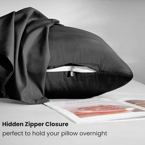 Mohap Zipper Pillowcase 4 Pieces Brushed Microfiber 1800 Hotel Quality Super Soft Pillow Cover No Shrinkage No Fade Pillow Protectors - Black, Queen in Kuwait