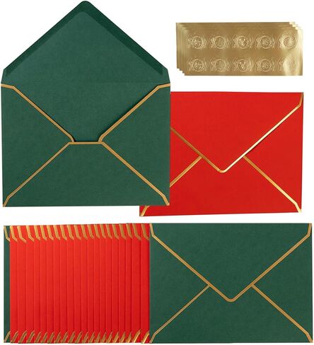 100 حزمة من مظاريف A7 5 × 7 مظاريف بطاقات على شكل حرف V مع حدود ذهبية للمكتب، وبطاقات هدايا الزفاف، والدعوات، والتخرج، وحفلات استقبال المولود الجديد، والحفلات (أخضر حكيم، 5.32 × 7.28 بوصة) in Kuwait