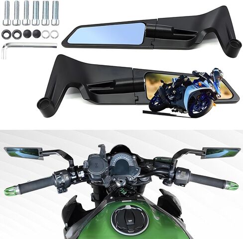 Motorcycle Rear View Mirrors, Adjustable 360° Rotating Stealth Wind Wing Side Mirrors Compatible with Z400 Z650 Z900 GSX S750 ABS 1290 Super Duke R Evo ABS 390 Duke Street Bike in Saudi Arabia