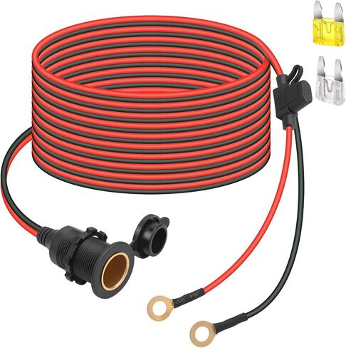 Dongge 4FT 12V/24V كابل تمديد مقبس ولاعة السجائر ذو خيط ثابت مع طرف مثقوب، محول ولاعة سجائر للسيارة من نوع البطارية المباشرة 2.5 مم²، كابل عالي التحمل 20 أمبير (صمامات شفرتين مجانية) in Kuwait