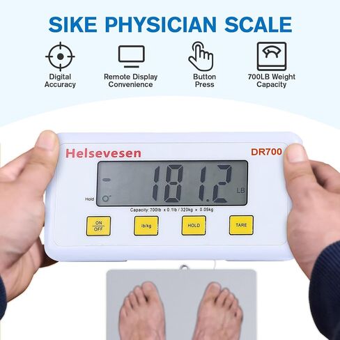 Helsevesen Large Platform Bariatric Scale, 17.75 in/40 cm -700 lb Capacity, Professional Physician Scale W/Remote Display, Wrestling Scale, Fitness & Athletic Scales in Saudi Arabia