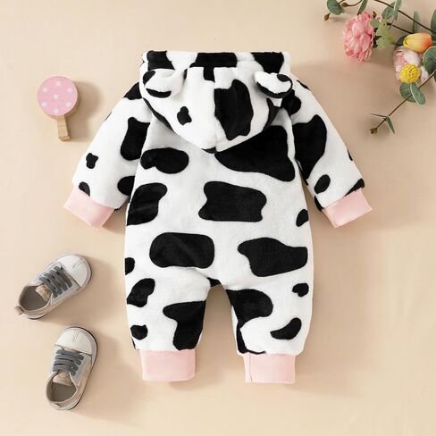 AMAWMW Newborn Baby Girl Winter Clothes Milk Cookies Hooded Jumpsuit Infant One Piece Romper Snowsuit Gifts Fall Outfit in Kuwait