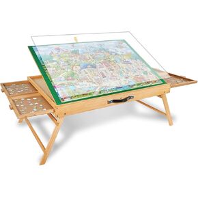 ALL4JIG 2000PCS Portable Puzzle Table with Legs, Adjustable Jigsaw Wooden Puzzle Board with 4 Drawers & Cover Birthday Gift for mom, 3-Tilting-Angle Jigsaw Puzzle Table for Adults