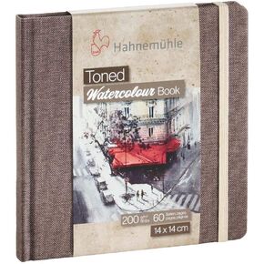 Toned Watercolour 200g/m² Beige, Square Watercolor Notebook, Size 14x14cm, 30 fls