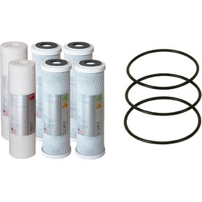 APEC Water Systems Filter-SETX2 US Made Double Capacity Replacement Stage 1-3 & Replacement ORing for ROES-50 3.5" OD Reverse Osmosis Water Filter Housings