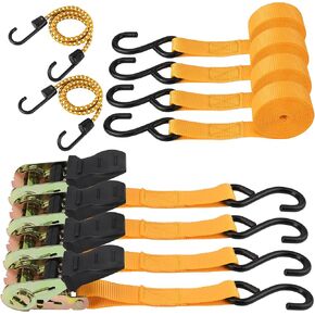HORUSDY Ratchet Straps, 2,200 LB Break Strength, 4-Pack 15FT Ratchet Tie Down Straps Set for Motorcycle Straps Tie Downs, Appliances, Lawn Equipment, Cargo Straps for Trucks.