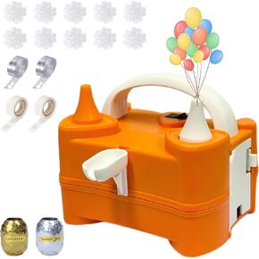 Balloon Pump Electric Kit, Portable Dual Nozzle Electric Balloon Inflator and Balloon Tying Tool in One, 110V 600W, Air Pump for Party, Birthday, Decoration