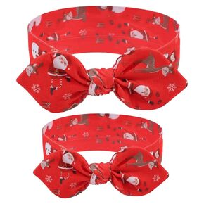 Subesty 4th Of July Baby Bows Headbands, Red White Blue Mommy and Baby Headbands, American Flag Print Mother Daughter Matching Elastic Bandana Headbands for Toddler Baby Girls Women