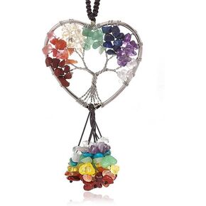 7 Chakra Hanging Car Charm Hexagonal Pillar Yoga Stone Accessories Boho Decoration Garden Crystal Ornament Rainbow in Kuwait