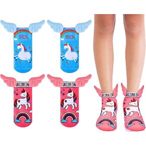 Tarpop 2 Pairs Halloween Unicorn Socks for Girls Crazy No Show Socks with Wings Crazy Novelty Adorable Kids Ankle Socks for Girls Holiday Party Gift