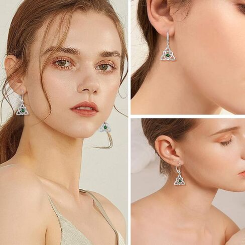 YIFSIY سلتيك عقدة أقراط الثالوث عقدة Leverback 925 فضة استرخى انخفاض القرط للنساء القلب جوهرة مجوهرات هدايا in Kuwait