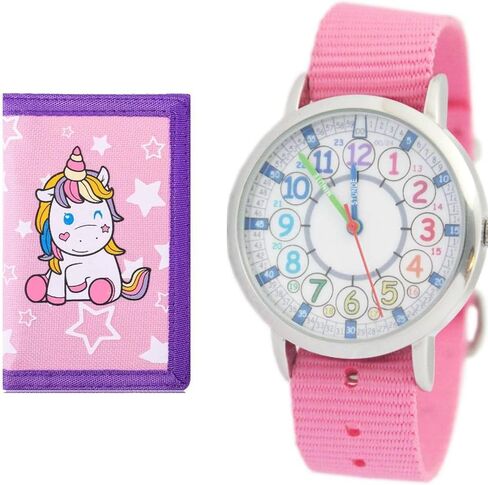 Bigbangbang Kids Analog Watch， Learning Time Watch, First Watch Soft Cloth Strap,Read time Study Time Todder Watch,Kindergarten Learn Time Watches,Pink Girl Watch， Girls Ages 7-10… in Kuwait