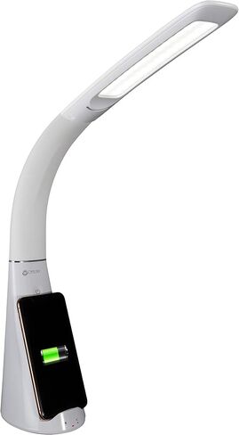 OttLite Thrive LED Sanitizing Desk Lamp with Clock and USB Charging - Eliminates up to 99.9% of Bacteria, Touch Activated, Flexible Neck, Modern Light for Reading, Crafting & Office Desktop in Saudi Arabia