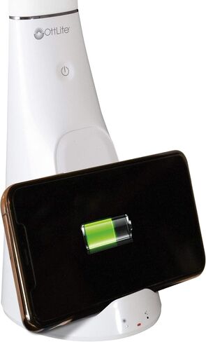 OttLite Thrive LED Sanitizing Desk Lamp with Clock and USB Charging - Eliminates up to 99.9% of Bacteria, Touch Activated, Flexible Neck, Modern Light for Reading, Crafting & Office Desktop in Saudi Arabia