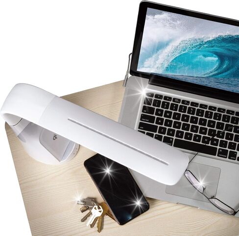 OttLite Thrive LED Sanitizing Desk Lamp with Clock and USB Charging - Eliminates up to 99.9% of Bacteria, Touch Activated, Flexible Neck, Modern Light for Reading, Crafting & Office Desktop in Saudi Arabia
