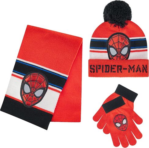 Marvel Spider-Man Kid’s Winter Hat Snow Gloves and Scarf for Boys and Toddlers 3 Pc Set Warm Pom-Pom Beanie with Accessories in Kuwait