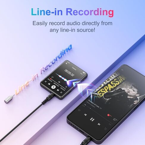 MECHEN 64GB MP3 Player Bluetooth 5.3 with 2.4" Full Touch Screen，Portable Digital Music Player with Speaker，FM Radio, Line Recording, HiFi Lossless Sound, Support up to 128GB. (Pink) in Kuwait