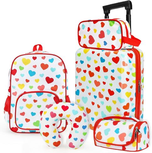 emissary Kids Luggage With Wheels For Girls, 3 piece luggage set, childrens luggage for girls with wheels, kids suitcases with wheels for girls, toddler suitcase for girls, travel luggage for kids in Kuwait
