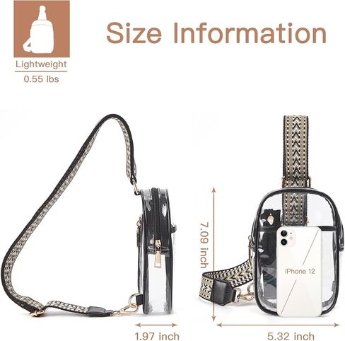 حقيبة Telena Clear Sling، حقيبة كروس شفافة معتمدة من الاستاد، حقيبة صدر للنساء شديدة التحمل وشفافة مع حزام قابل للتعديل in Kuwait