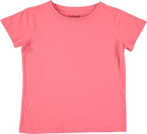 Pink Angel Kids Girls Cotton Crew Neck Shirt, Casual Solid Plain Short Sleeve Tees - 8 Pack, Assorted Colors in Kuwait