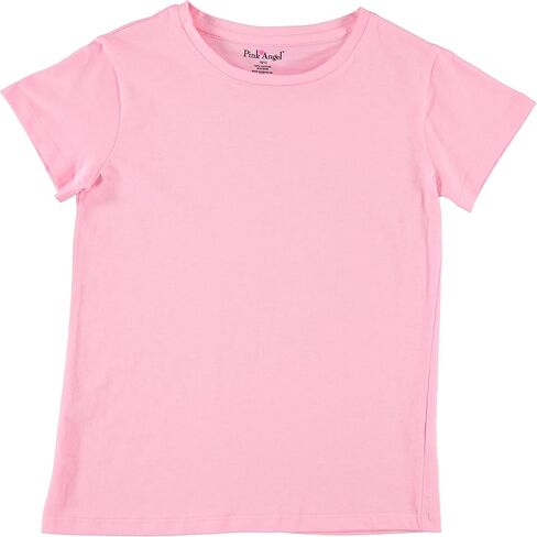 Pink Angel Kids Girls Cotton Crew Neck Shirt, Casual Solid Plain Short Sleeve Tees - 8 Pack, Assorted Colors in Kuwait