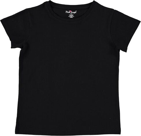 Pink Angel Kids Girls Cotton Crew Neck Shirt, Casual Solid Plain Short Sleeve Tees - 8 Pack, Assorted Colors in Kuwait