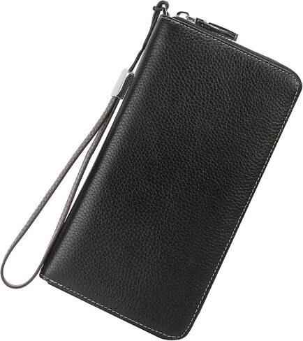 محفظة Lavemi النسائية RFID Blocking 100% جلدية ذات سعة كبيرة وسحاب حول المحفظة وحامل الهاتف ومحفظة السفر ومحفظة السوار in Kuwait