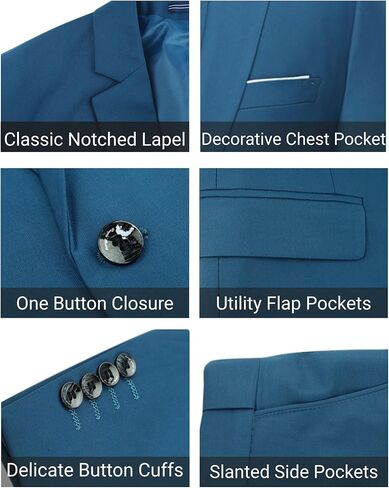Cloudstyle Men's 2-Piece Suits Slim Fit 1 Button Dress Suit Jacket Blazer & Pants Set in Kuwait