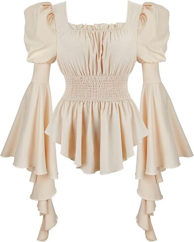 Womens Tops and Blouses Victorian Pirate Skirt Costumes Steampunk Plus Size Renaissance Shirt in Kuwait