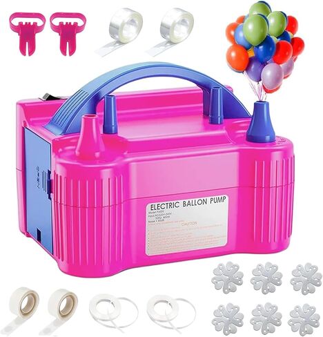 Balloon Pump Electric Kit, Portable Dual Nozzle Electric Balloon Inflator and Balloon Tying Tool in One, 110V 600W, Air Pump for Party, Birthday, Decoration in Saudi Arabia