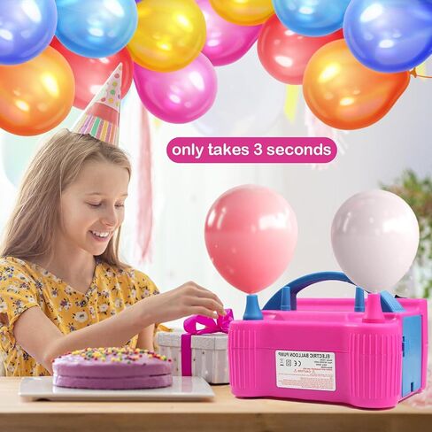 Balloon Pump Electric Kit, Portable Dual Nozzle Electric Balloon Inflator and Balloon Tying Tool in One, 110V 600W, Air Pump for Party, Birthday, Decoration in Saudi Arabia