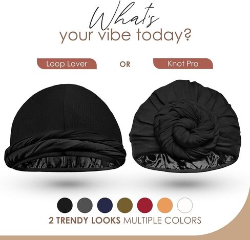 Silk Satin Lined Halo Turban Head Wrap Pre-Tied Skull Cap for Men and Women Sleeping Bonnet Hair Cover Chemo Hair Loss Hat in Kuwait