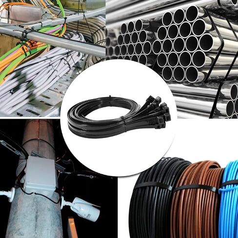 روابط طويلة بسحاب شديدة التحمل مقاس 18 بوصة مقاومة للأشعة فوق البنفسجية بوزن 200 رطل، ربطات عنق بسحاب صناعية سوداء، أربطة سلكية من النايلون السميك، سحابات بلاستيكية كبيرة لإدارة الكابلات، الاستخدام الخارجي 50 قطعة in Kuwait