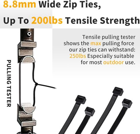 روابط طويلة بسحاب شديدة التحمل مقاس 18 بوصة مقاومة للأشعة فوق البنفسجية بوزن 200 رطل، ربطات عنق بسحاب صناعية سوداء، أربطة سلكية من النايلون السميك، سحابات بلاستيكية كبيرة لإدارة الكابلات، الاستخدام الخارجي 50 قطعة in Kuwait