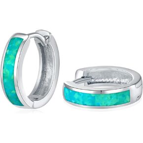 Opal Stud Hoop Earrings Set: Hypoallergenic Small Hoops Earrings for Women Girls Sensitive Ears